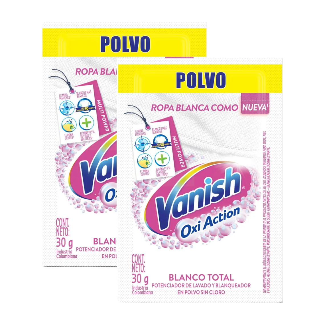 Quitamanchas Ropa Blanca Vanish 30 g Pack x2 1