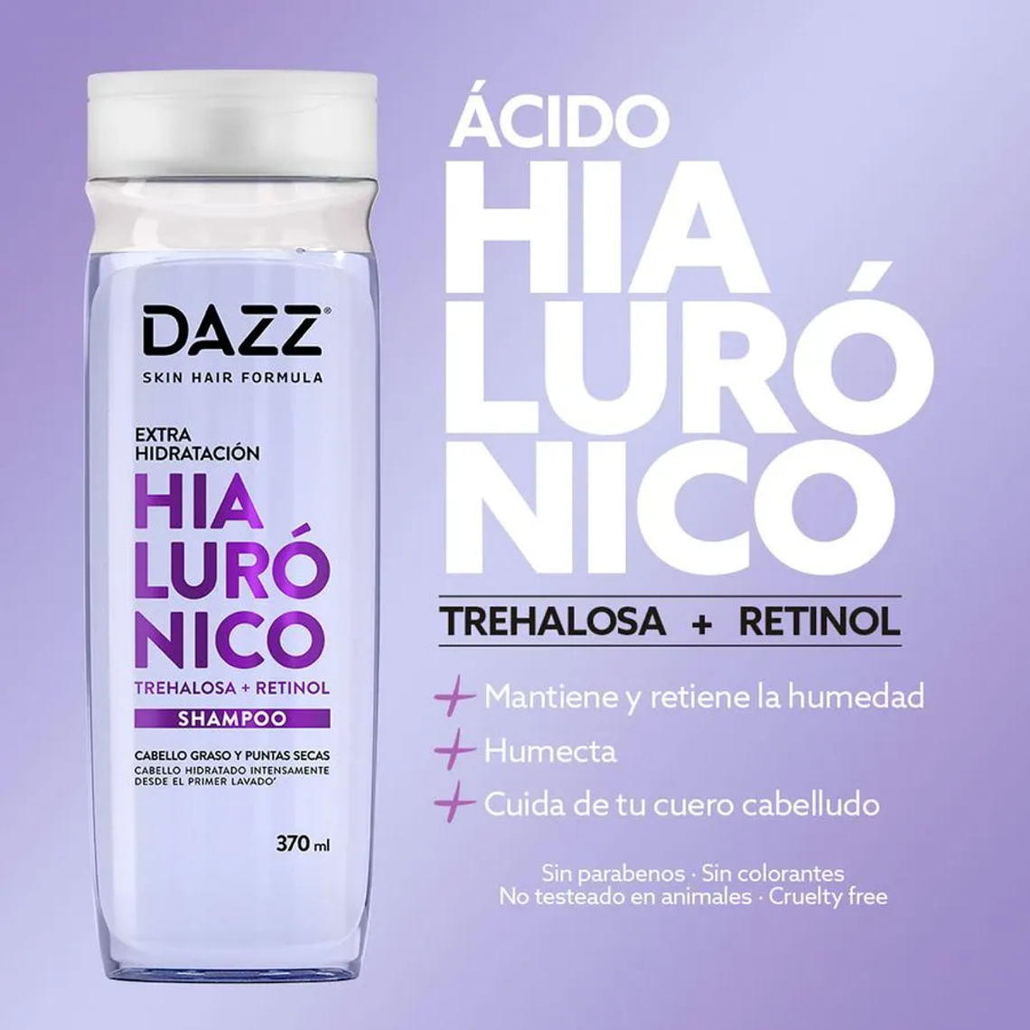 Dazz Shampoo Hialurónico Frasco 370 ml 3