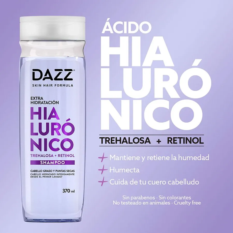 Dazz Shampoo Hialurónico Frasco 370 ml 3