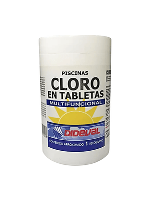 Cloro Tabletas para Piscina Triple Acción Dideval 1 kg