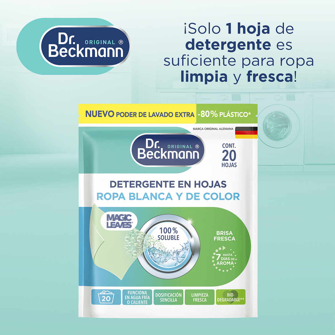 Detergente en hojas Dr. Beckmann Magic Leaves 20 hojas 4