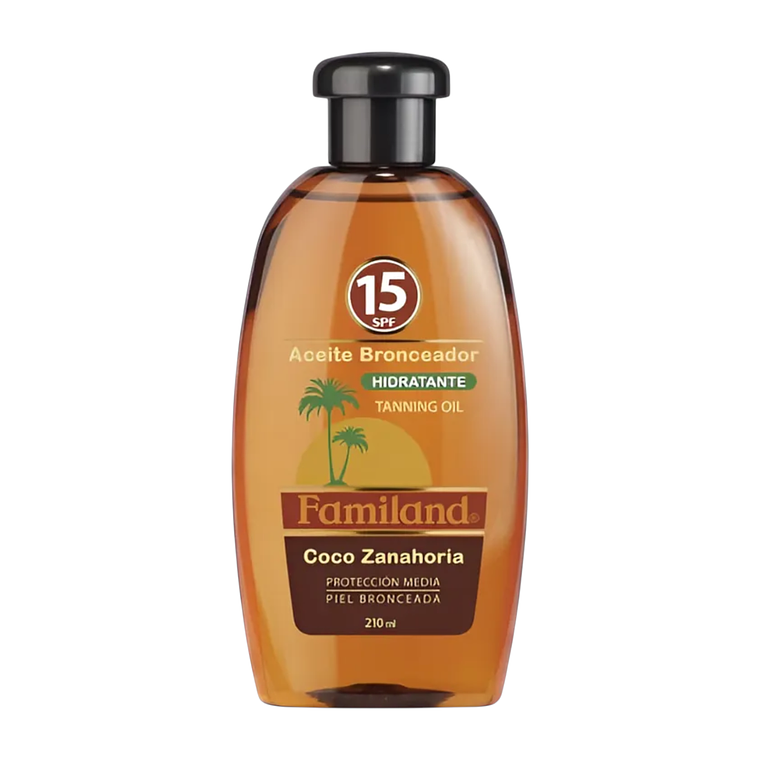 Bronceador Aceite Familand FPS15 Coco Zanahoria 210 ml 1