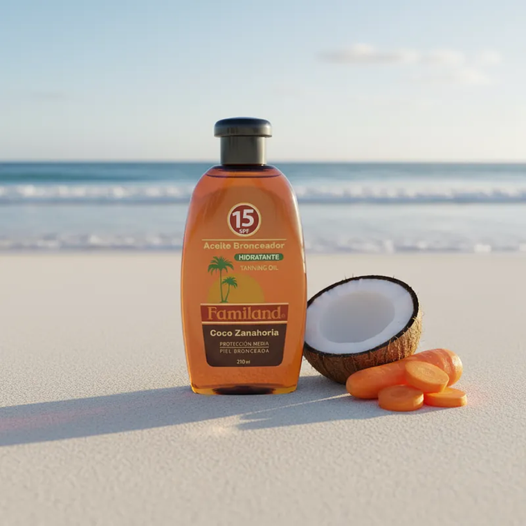 Bronceador Aceite Familand FPS15 Coco Zanahoria 210 ml 2