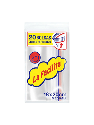 Bolsas Cierre Hermetico La Facilita 20unid 18x20cm