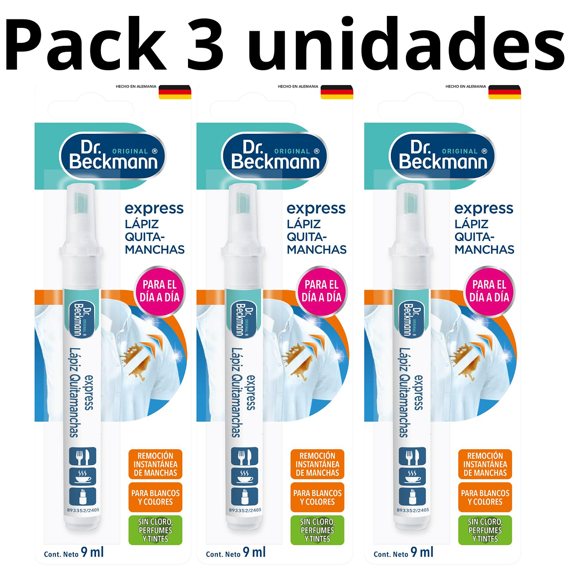Dr. Beckmann Pack 3 Lápices Quitamanchas 9 ml 1