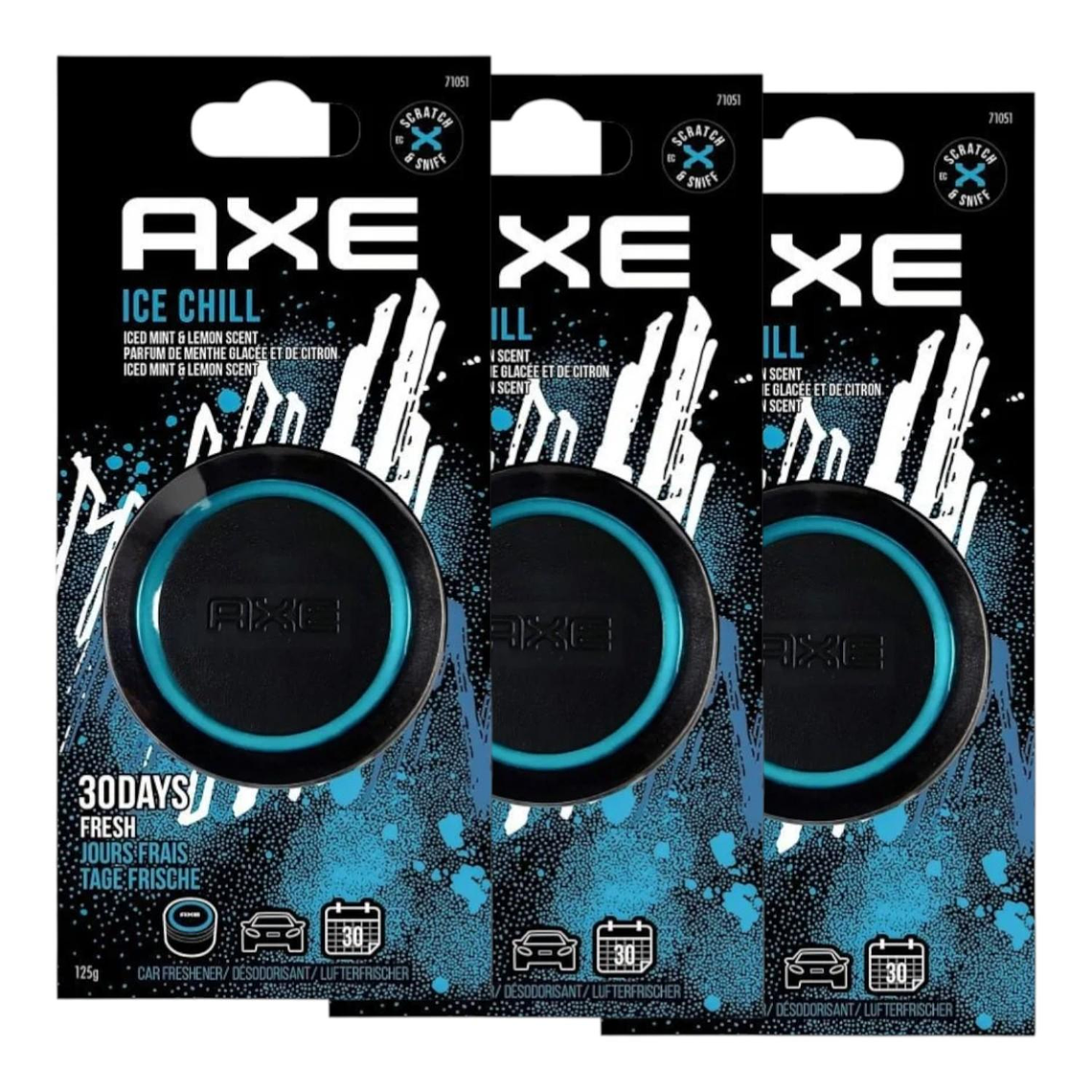 Pack 3 Aromatizantes Auto Axe Ice Gel 125g Eliminador Olores Auto 1