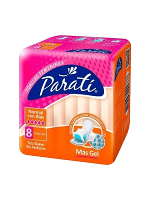 Toallas Femeninas Parati Normal Con Alas 8 Unidades