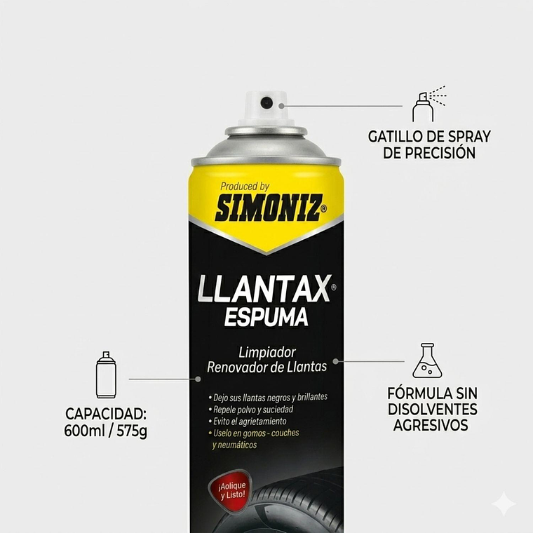 Limpiador de Llantas Simoniz Espuma Para Rines 480ml 5