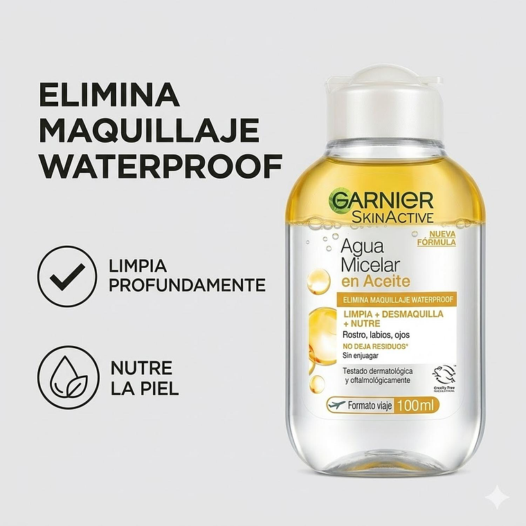 Agua Micelar En Aceite Garnier Desmaquilla Waterproof 100ml 2