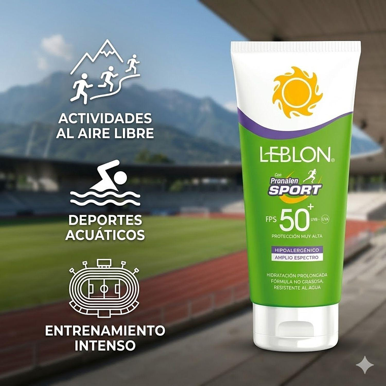 Protector Solar Sport FPS50 Amplio Espectro Leblon 190g 3