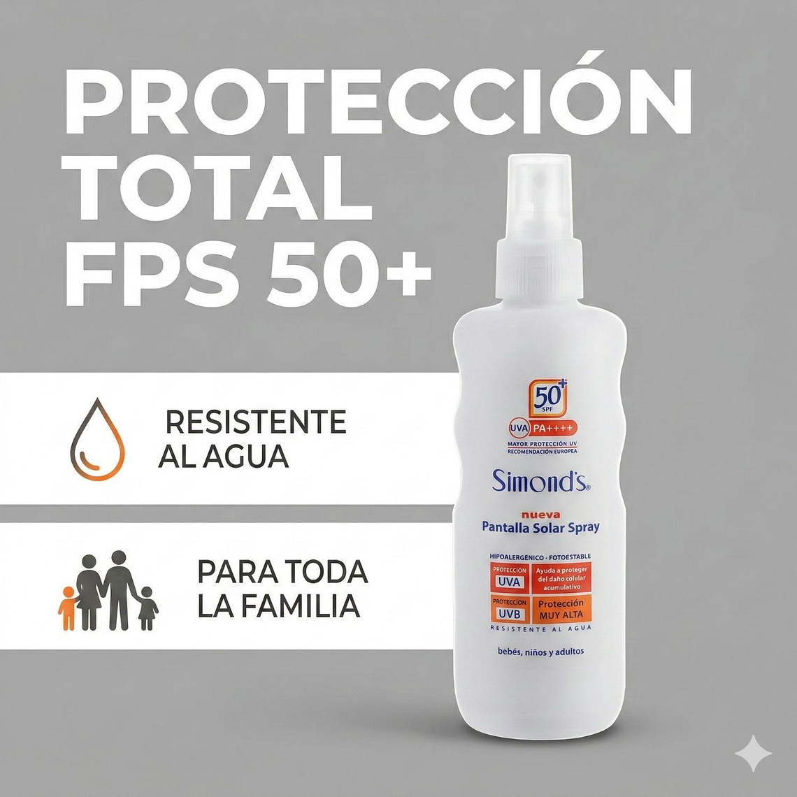 Protector Solar Simonds Spray FPS50 190ml 2
