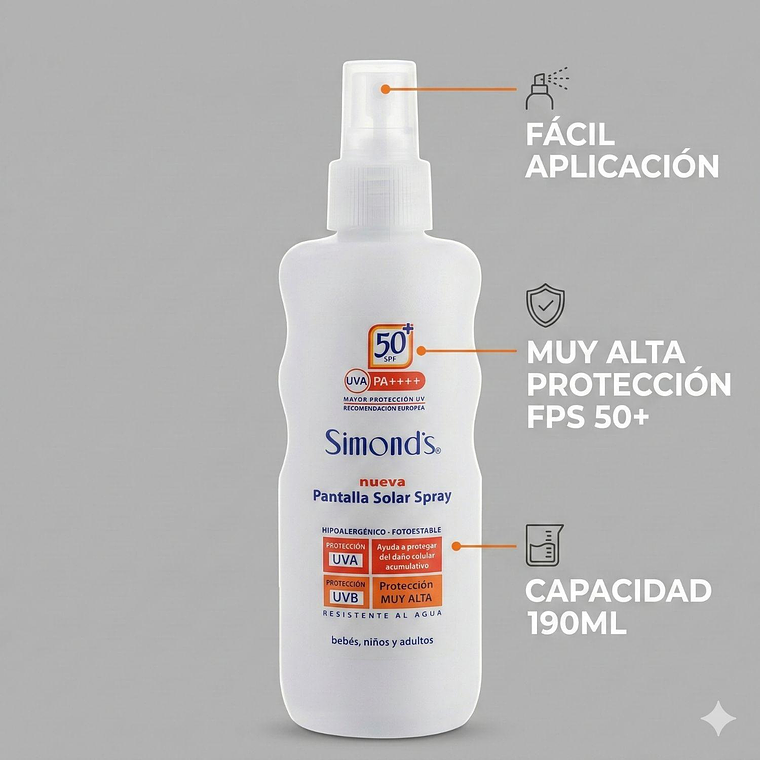 Protector Solar Simonds Spray FPS50 190ml 4