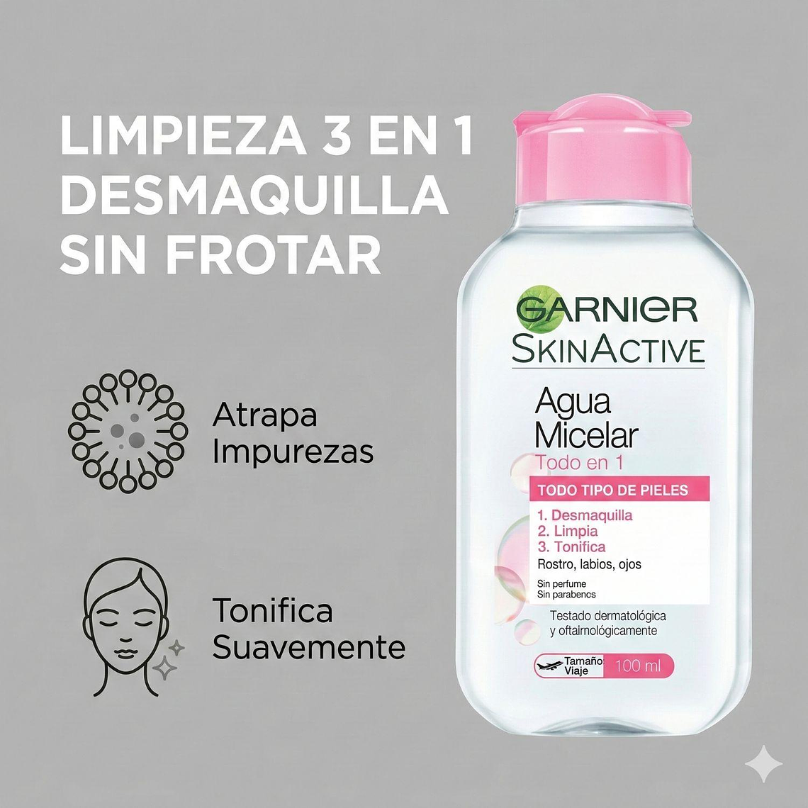 Desmaquillante Agua Micelar Garnier Todo En 1 100ml 2