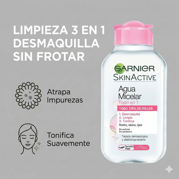 Desmaquillante Agua Micelar Garnier Todo En 1 100ml 2