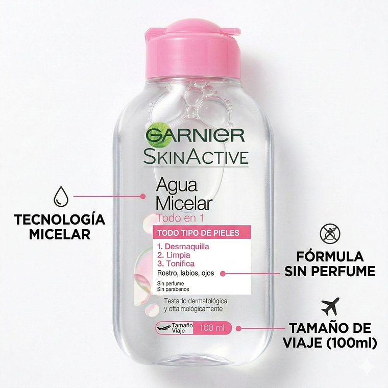 Desmaquillante Agua Micelar Garnier Todo En 1 100ml 4