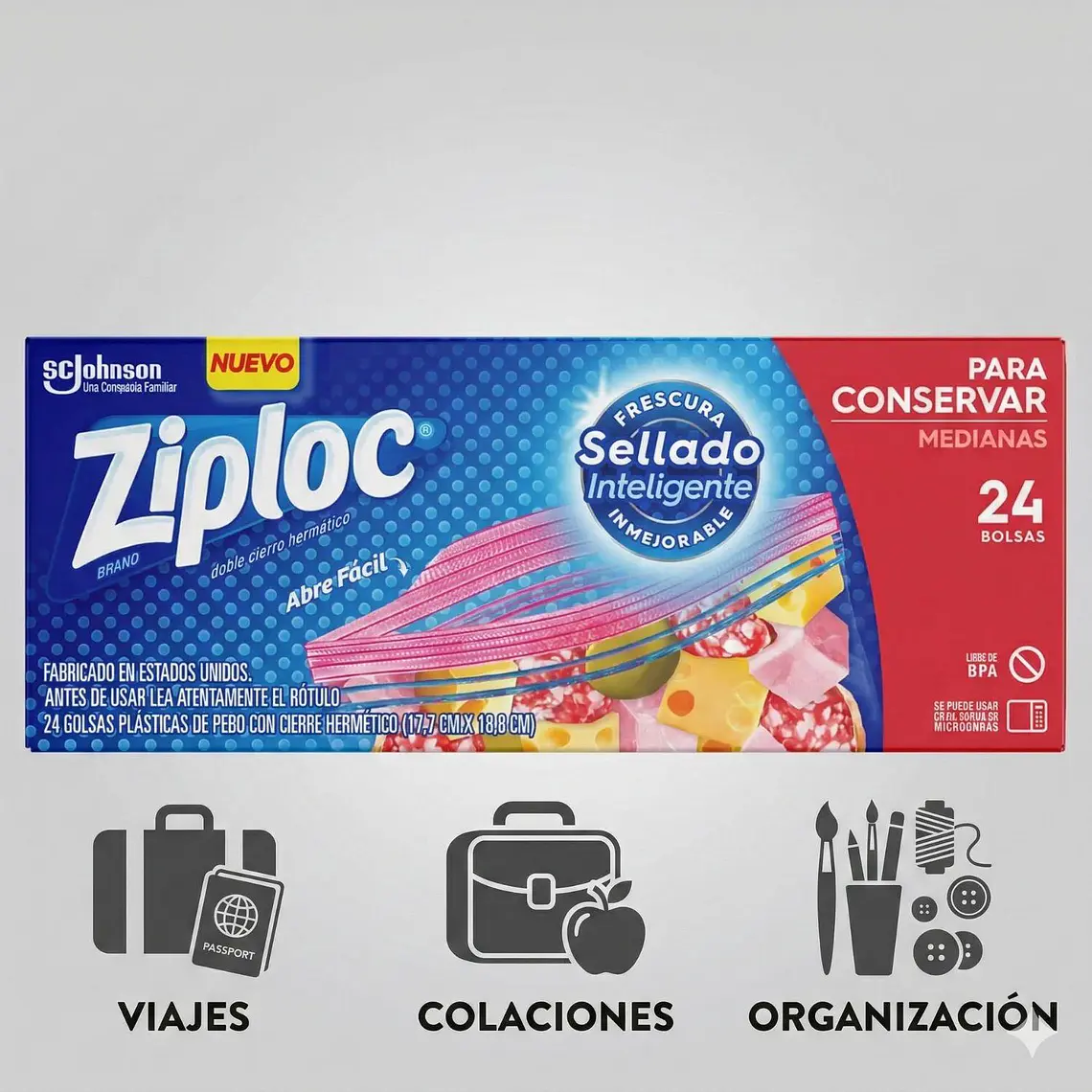 Bolsas Multiuso Para Conservar Ziploc Medianas 24 Unid 4