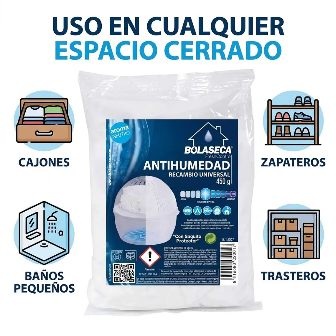 Recarga Antihumedad 450g Bolaseca Clóset Hogar 4