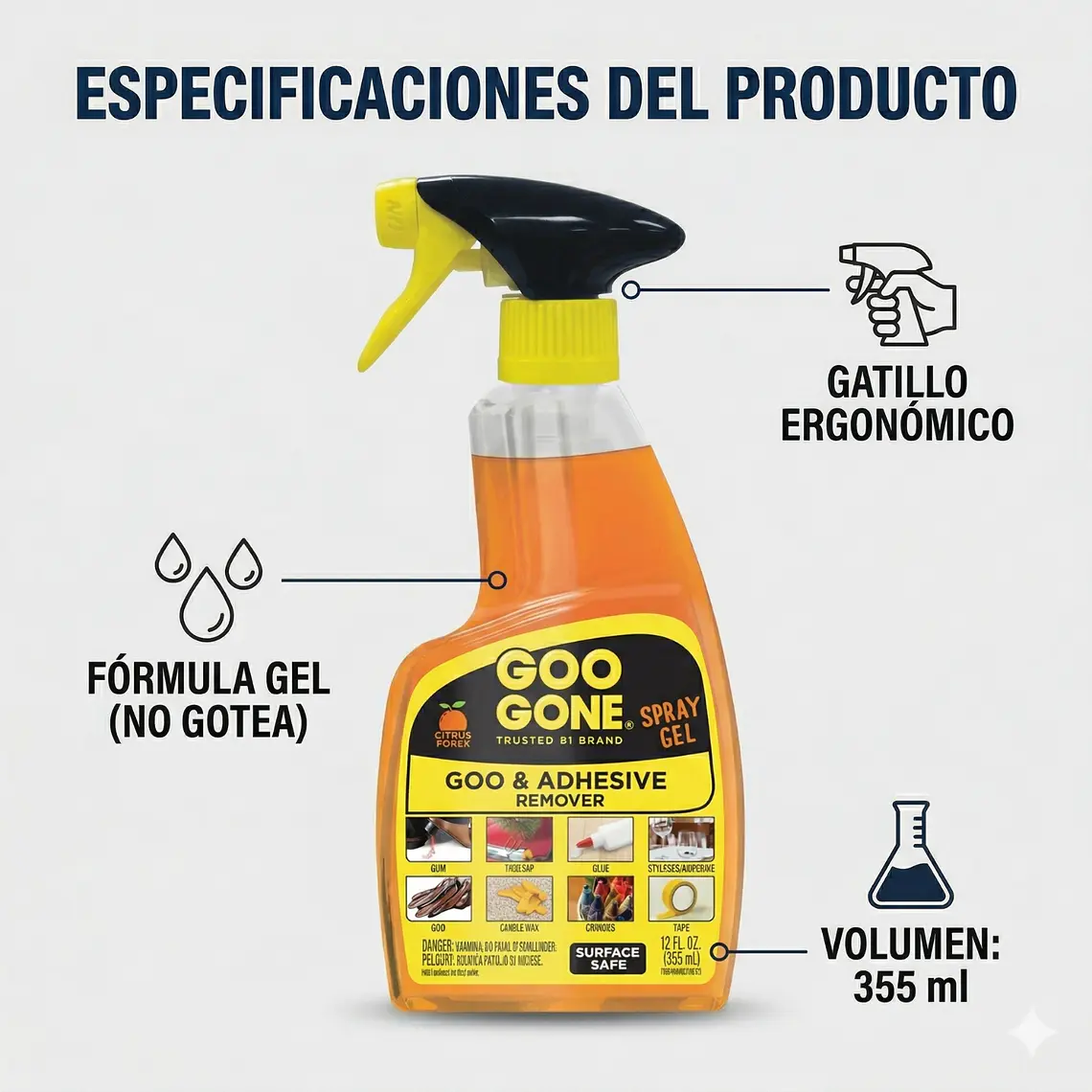 Removedor De Adhesivos Spray Gel 355ml 4
