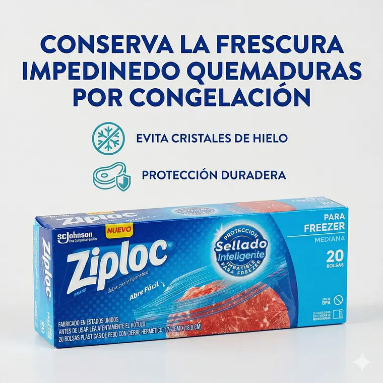 Bolsas Ziploc Para Freezer Medianas 20 Unidades 2