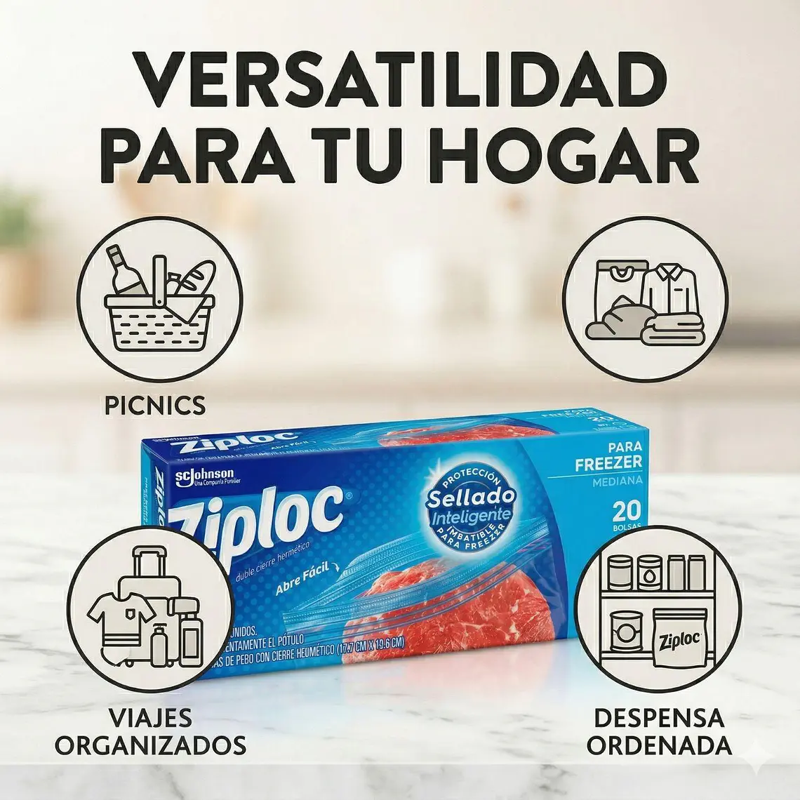 Bolsas Ziploc Para Freezer Medianas 20 Unidades 4