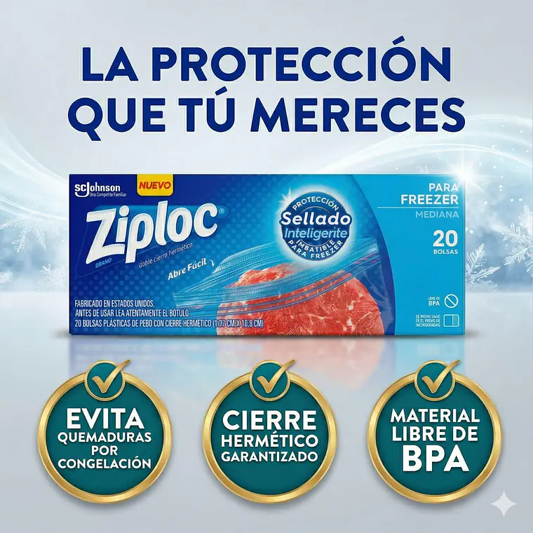 Bolsas Ziploc Para Freezer Medianas 20 Unidades 6