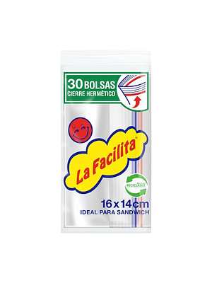 Bolsas Cierre Hermetico La Facilita 30unid 16x14cm