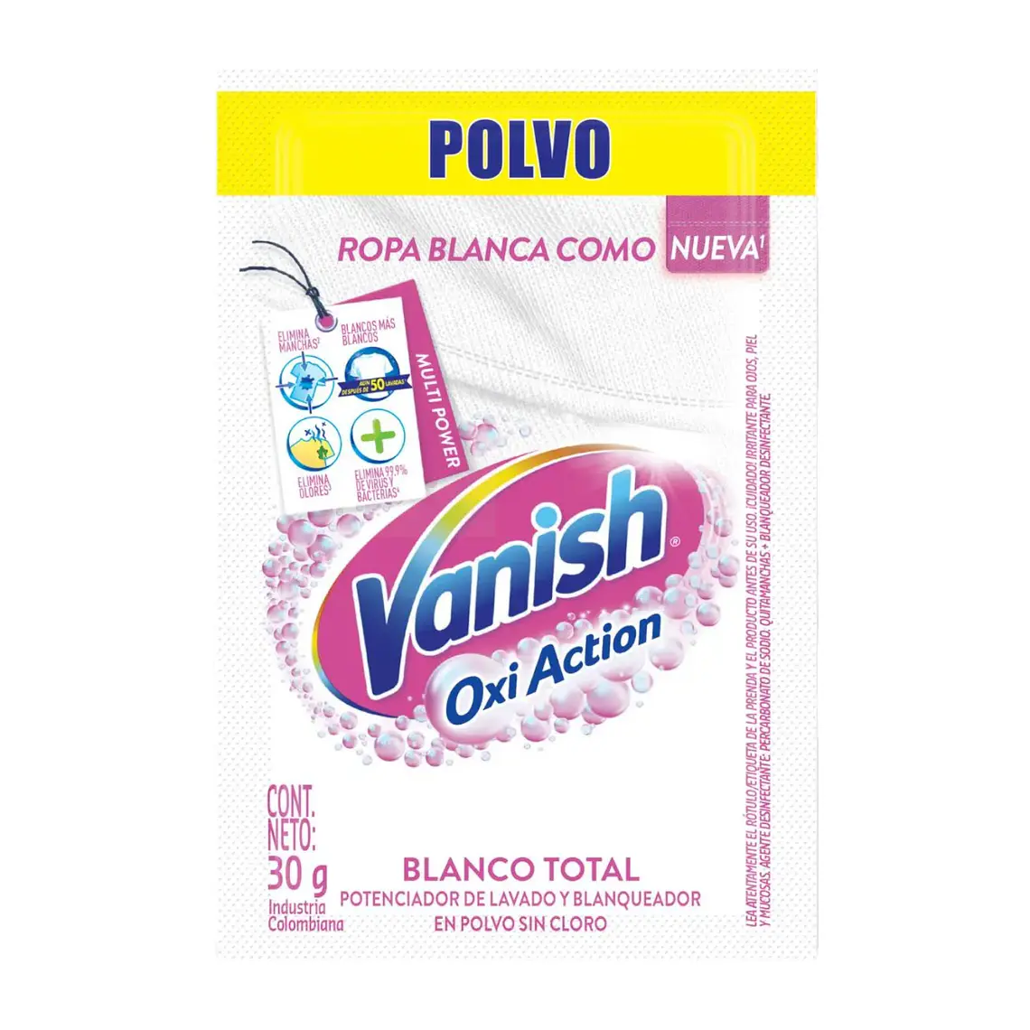 Quitamanchas Ropa Blanca Vanish 30 g Pack x2 2