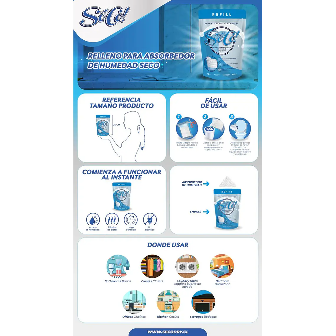 Recarga Absorbedor De Humedad Seco 1.2kg 2