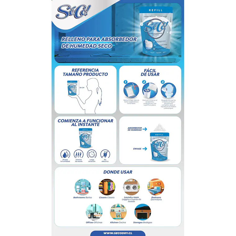 Recarga Absorbedor De Humedad Seco 1.2kg 2