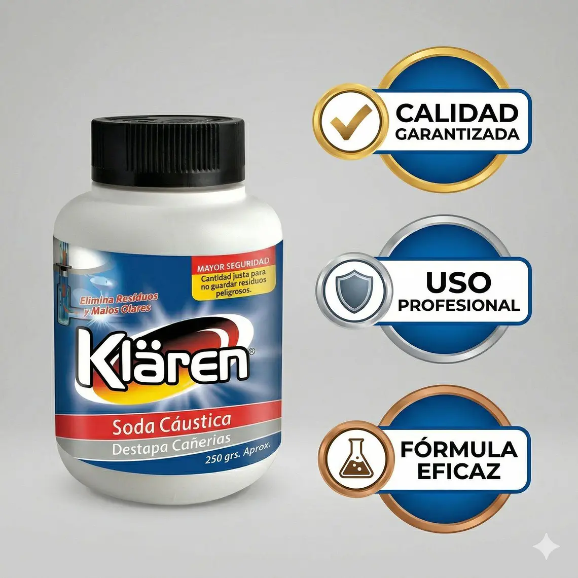 Destapa Cañerías Klaren 250 g – Soda Cáustica 5