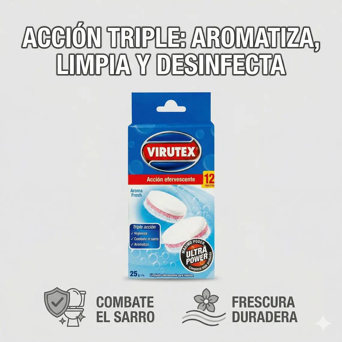Pastillas Inodoro Efervescentes Antisarro Virutex 12tabletas 2