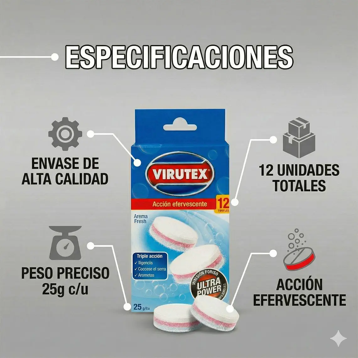 Pastillas Inodoro Efervescentes Antisarro Virutex 12tabletas 5