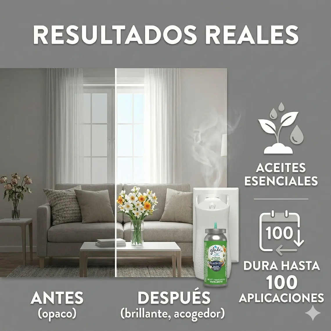 Aromatizante Glade Mañana De Campo (difusor + Repuesto) 3
