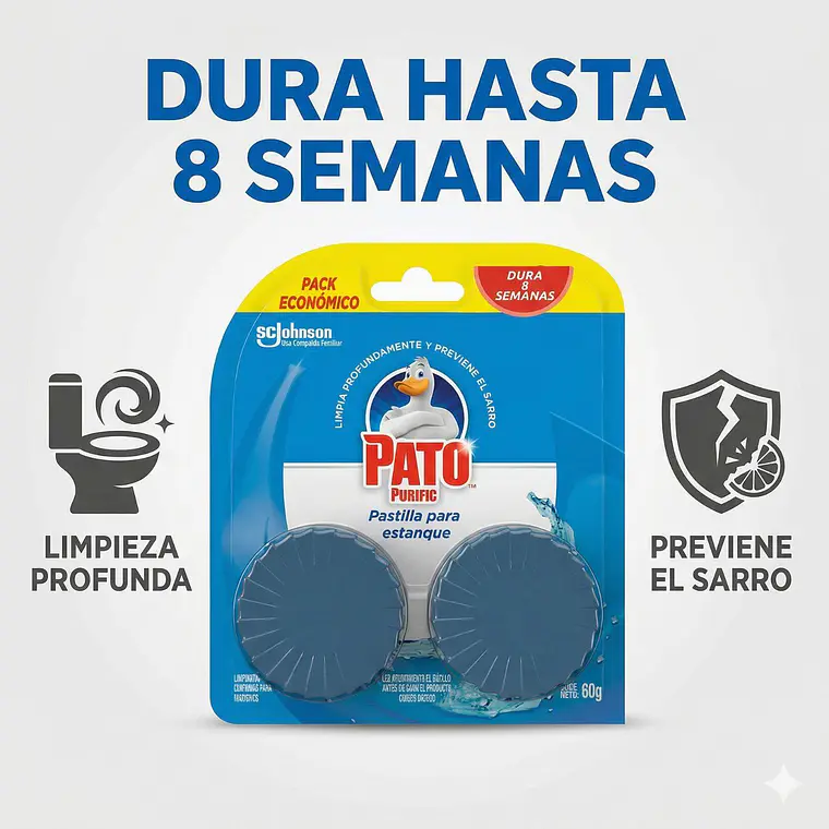 Pastilla Estanque Inodoro Azul Pato Purific Antisarro Limpieza Pack 2 2