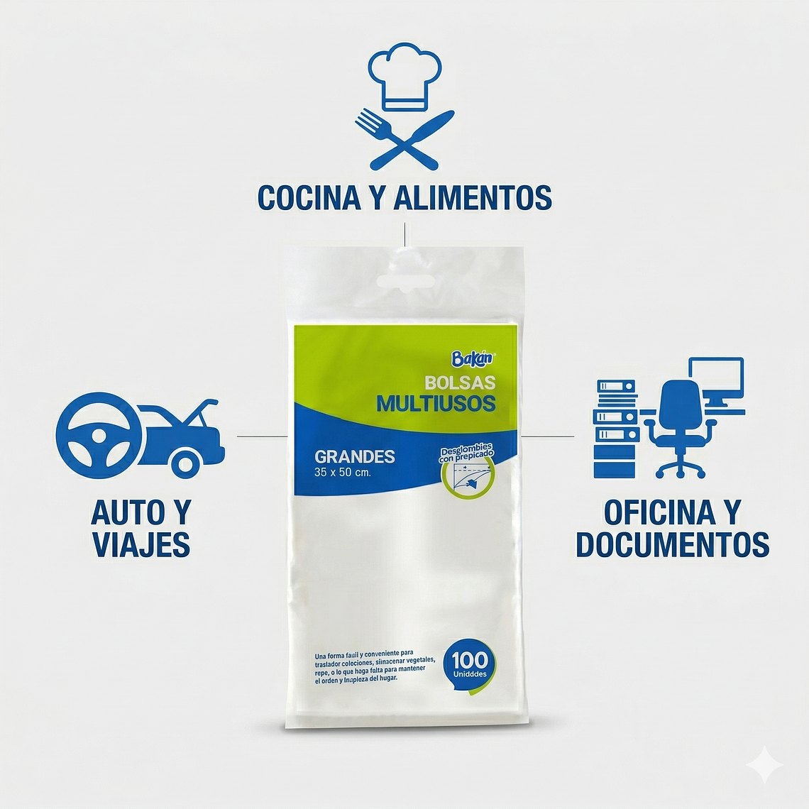 Bolsas Multiuso Bakan 35x50 Bolsa Taco Grande 100 Unidades 2