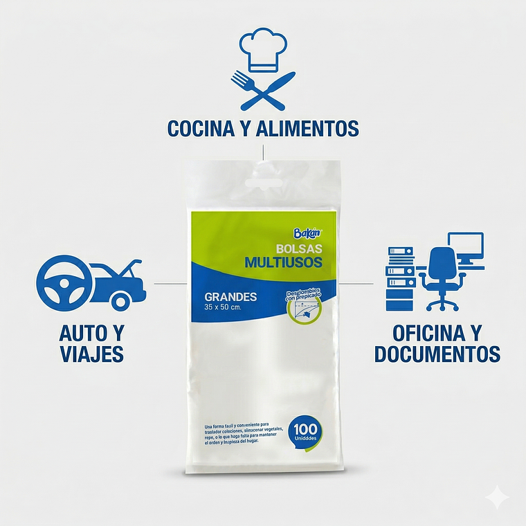 Bolsas Multiuso Bakan 35x50 Bolsa Taco Grande 100 Unidades 2
