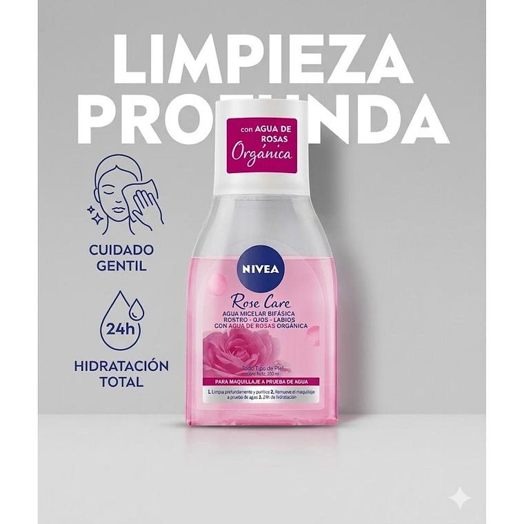 Agua Micelar Nivea Bifásica Rose Care 100 ml 2
