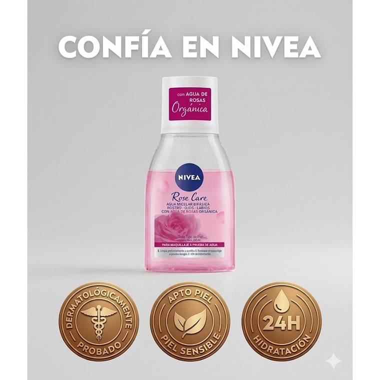 Agua Micelar Nivea Bifásica Rose Care 100 ml 4
