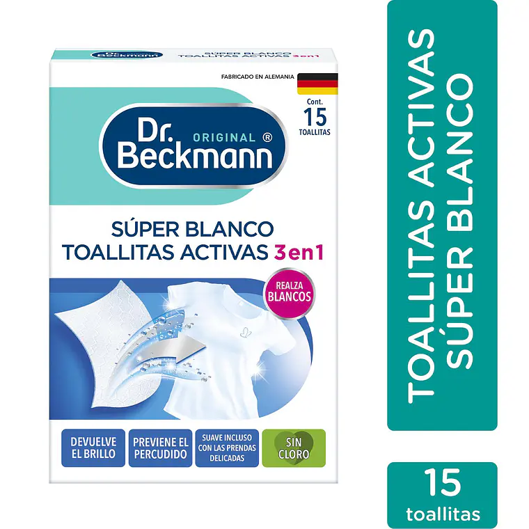 Toallitas Súper Blanco Dr. Beckmann x15 Unid 4
