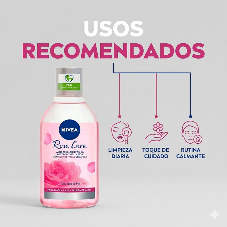 Agua Micelar Nivea Bifásica Rose Care 400 ml 2