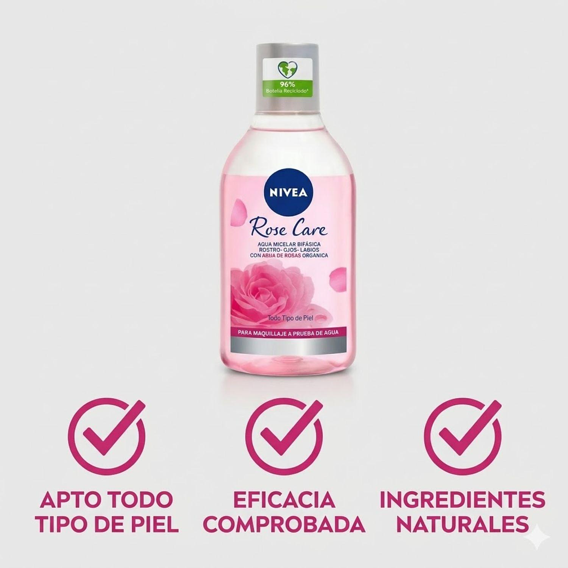 Agua Micelar Nivea Bifásica Rose Care 400 ml 4
