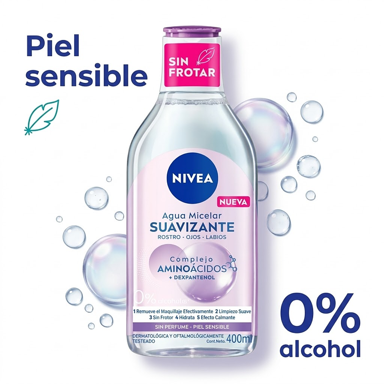 Agua Micelar Nivea 400ml: Desmaquillante Piel Sensible 2