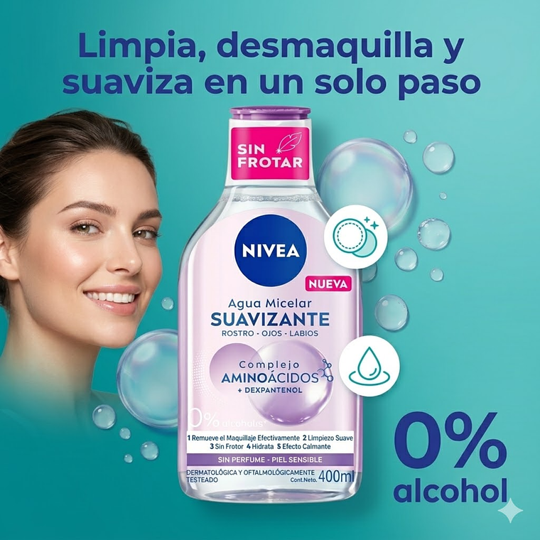 Agua Micelar Nivea 400ml: Desmaquillante Piel Sensible 3
