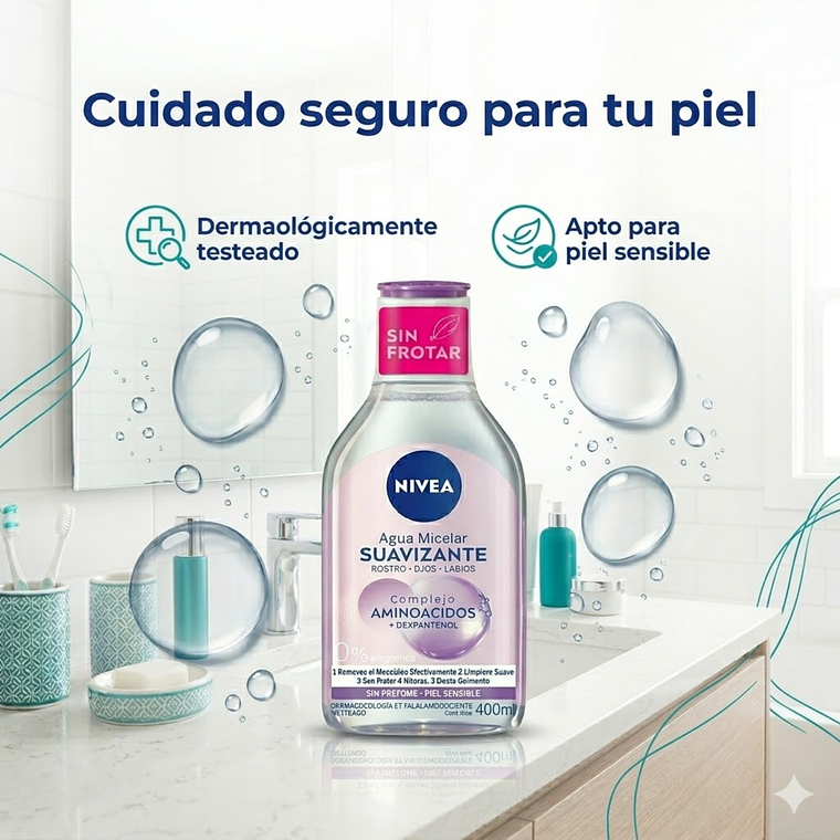 Agua Micelar Nivea 400ml: Desmaquillante Piel Sensible 7