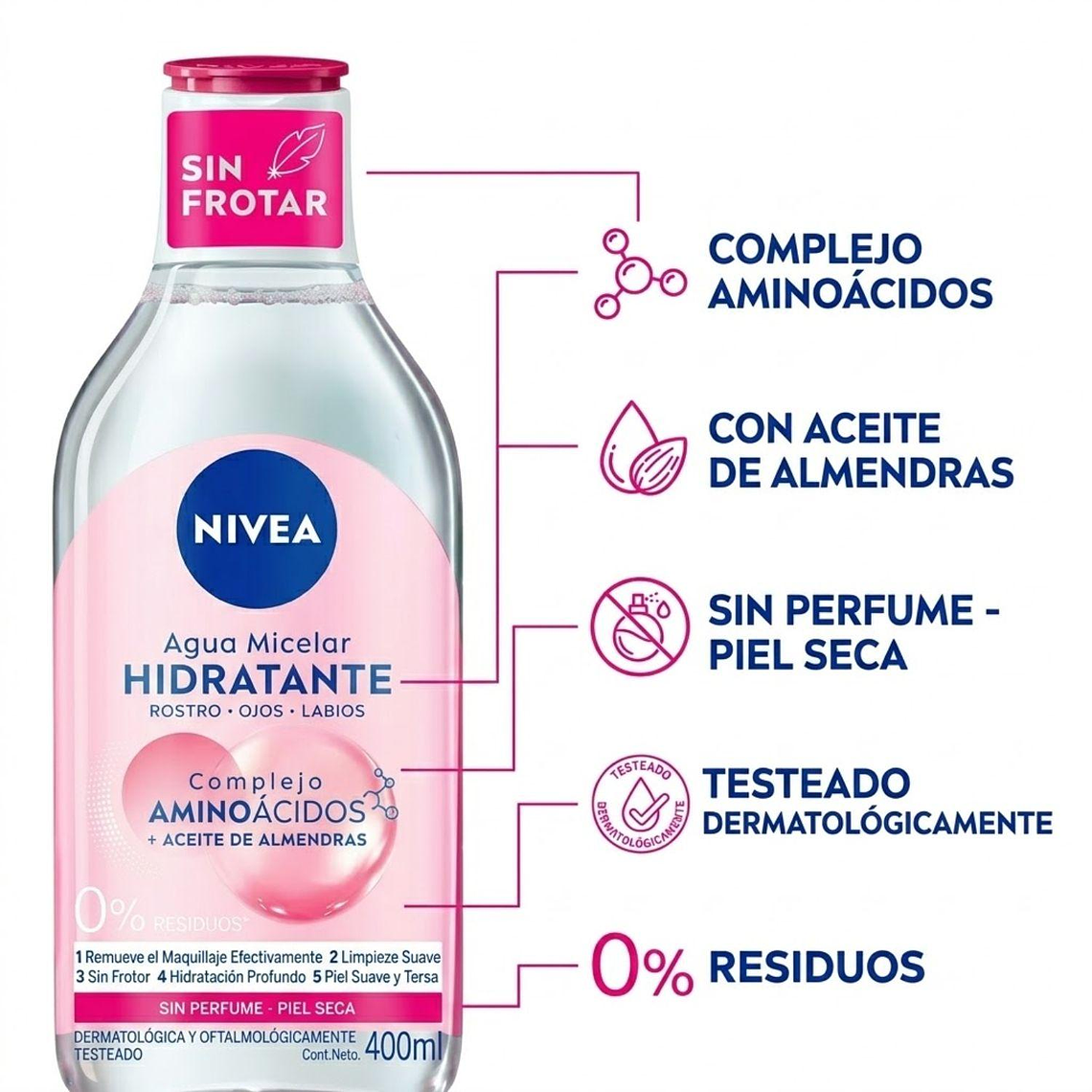 Agua Micelar Nivea Hidratante 400ml: Piel Seca y Sensible 4