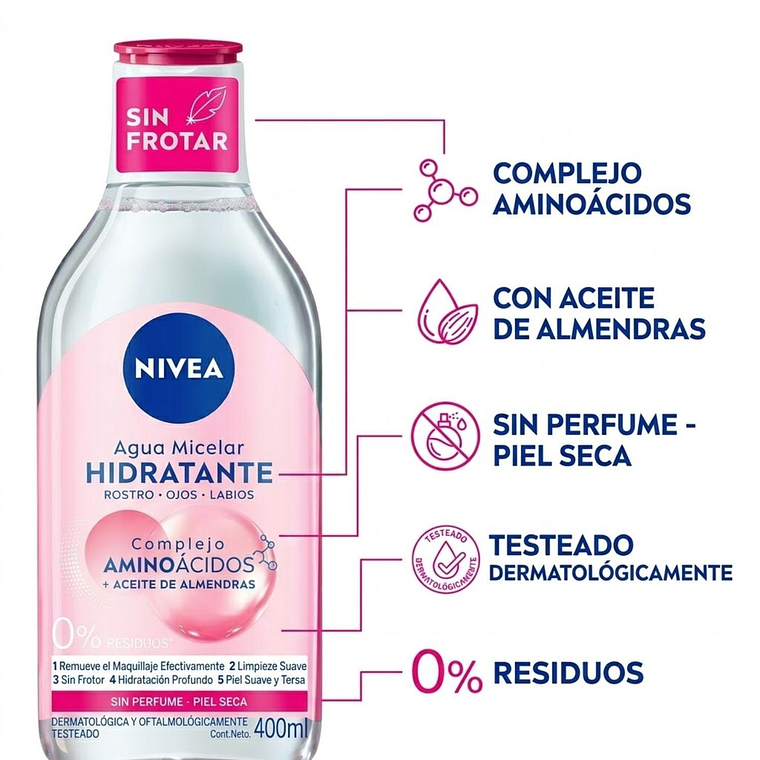 Agua Micelar Nivea Hidratante 400ml: Piel Seca y Sensible 4
