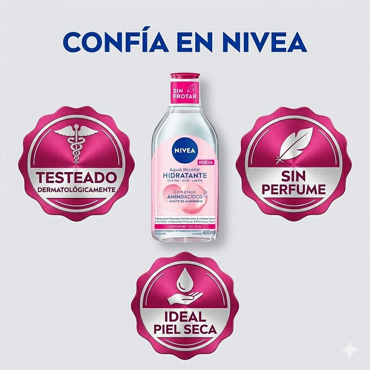 Agua Micelar Nivea Hidratante 400ml: Piel Seca y Sensible 5