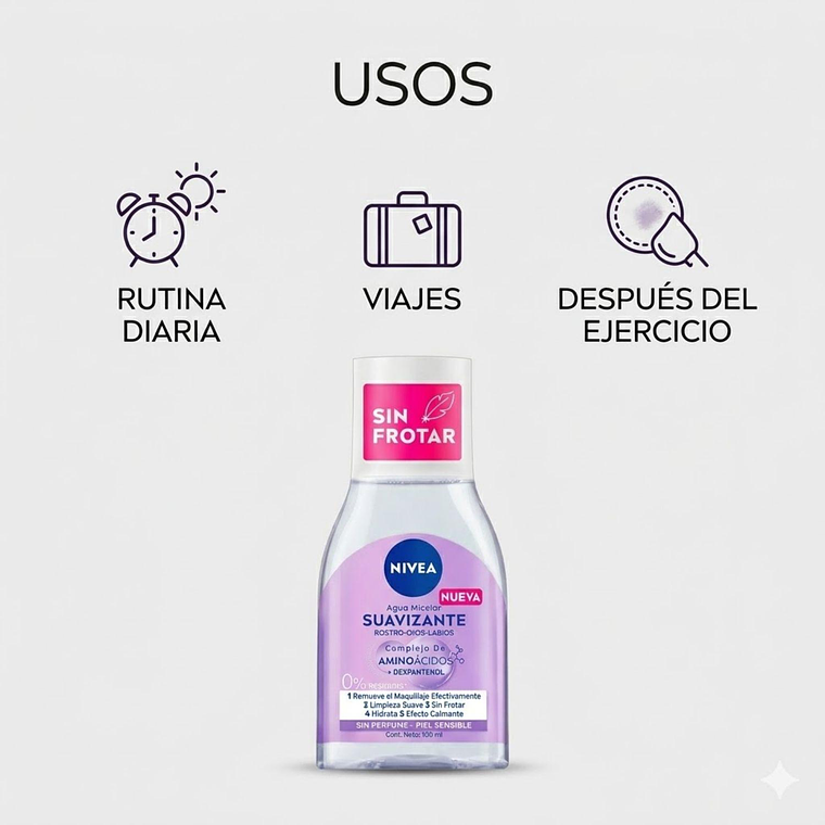 Agua Micelar Nivea Piel Sensible 100ml: Suavizante 3 en 1 3