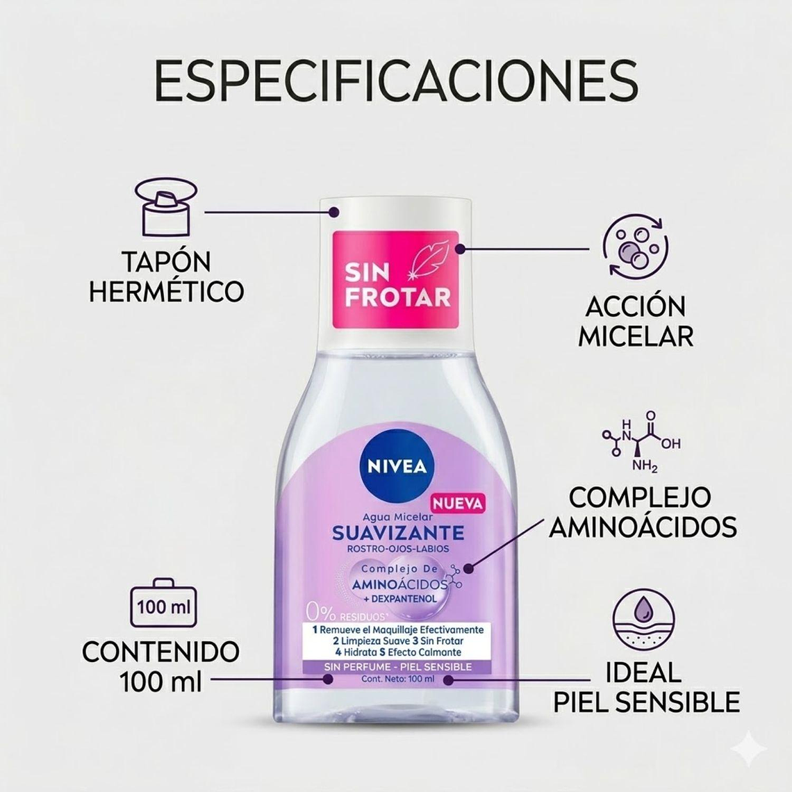 Agua Micelar Nivea Piel Sensible 100ml: Suavizante 3 en 1 4