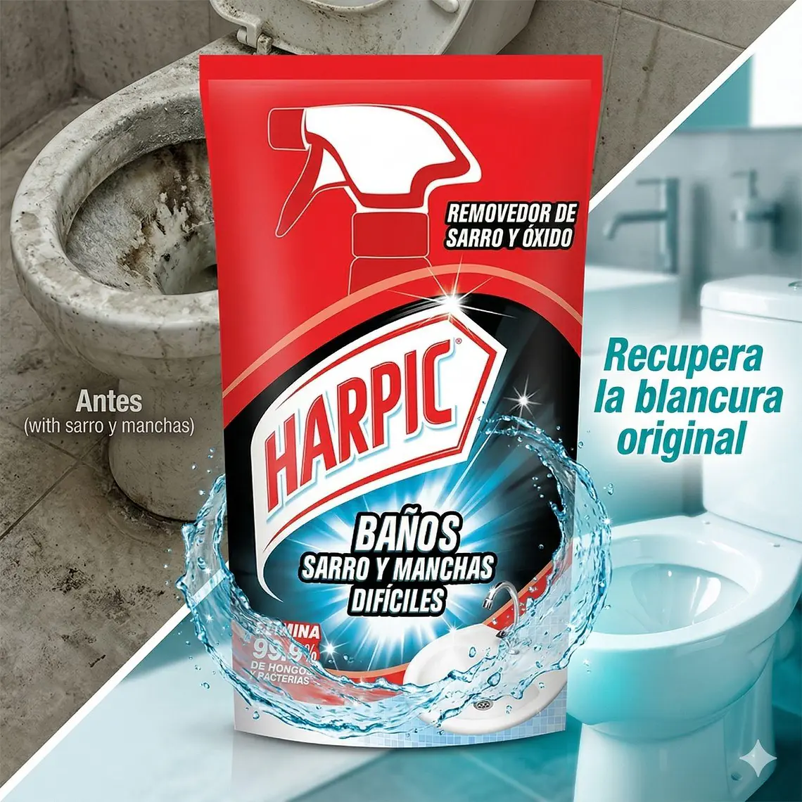 Recarga Harpic Baño Sarro y Manchas Difíciles 420ml 4